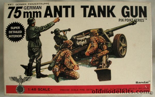 Bandai 1/48 German 75mm Anti-Tank Gun and Crew, 8253 plastic model kit